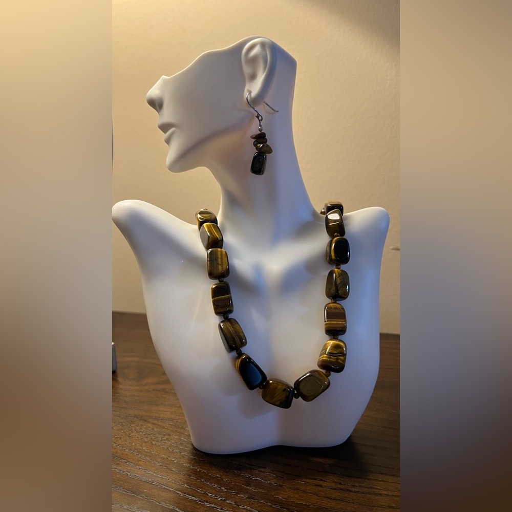 Tigers eye gorgeous necklace and earring set